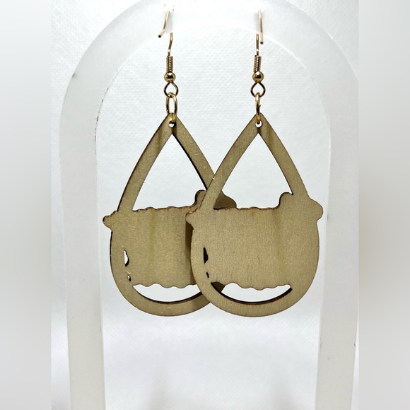 NWT Vintage Style Fall Autumn Earrings Thanksgiving Themed Drop & Dangle Wood - Picture 5 of 8